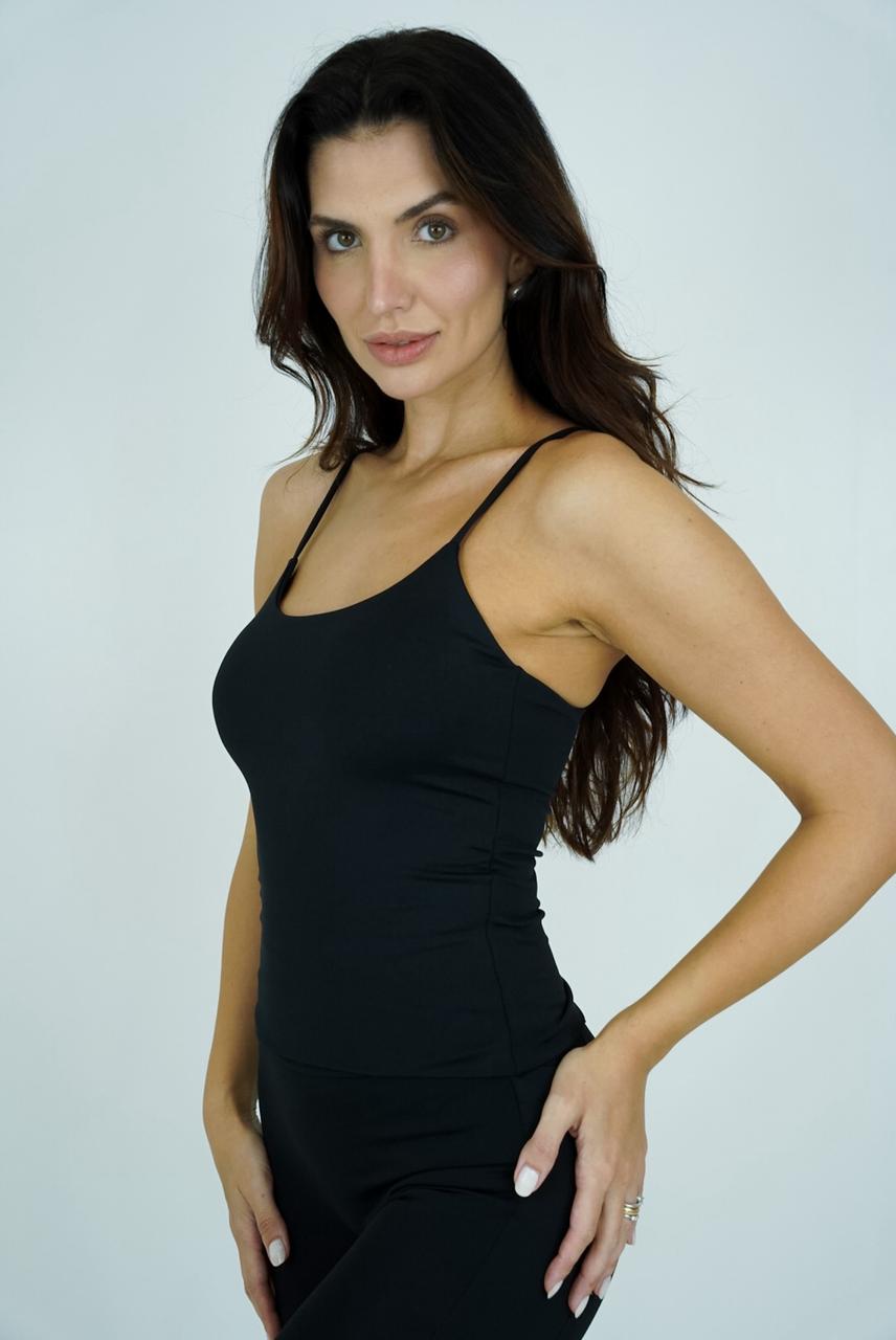 BLUSA REGATA AURA - PRETO - Fina Forma Fitness