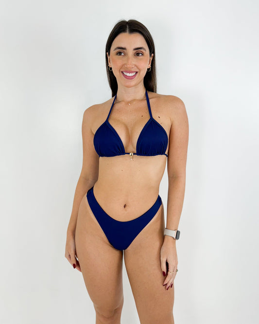 Top Fleur Encanto - AZUL MARINHO TEXTURIZADO - Fina Forma Fitness