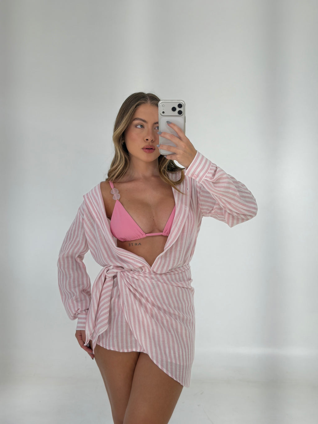 Camisa Listrada - ROSA - Fina Forma Fitness