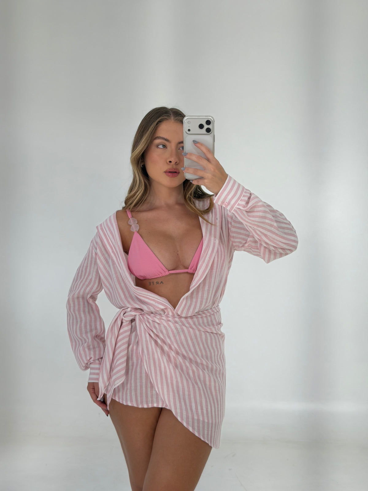 Camisa Listrada - ROSA - Fina Forma Fitness