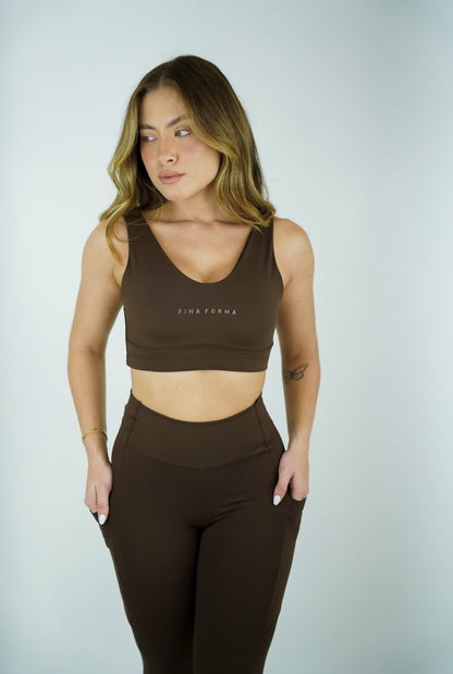 LEGGING COM BOLSO - MARROM